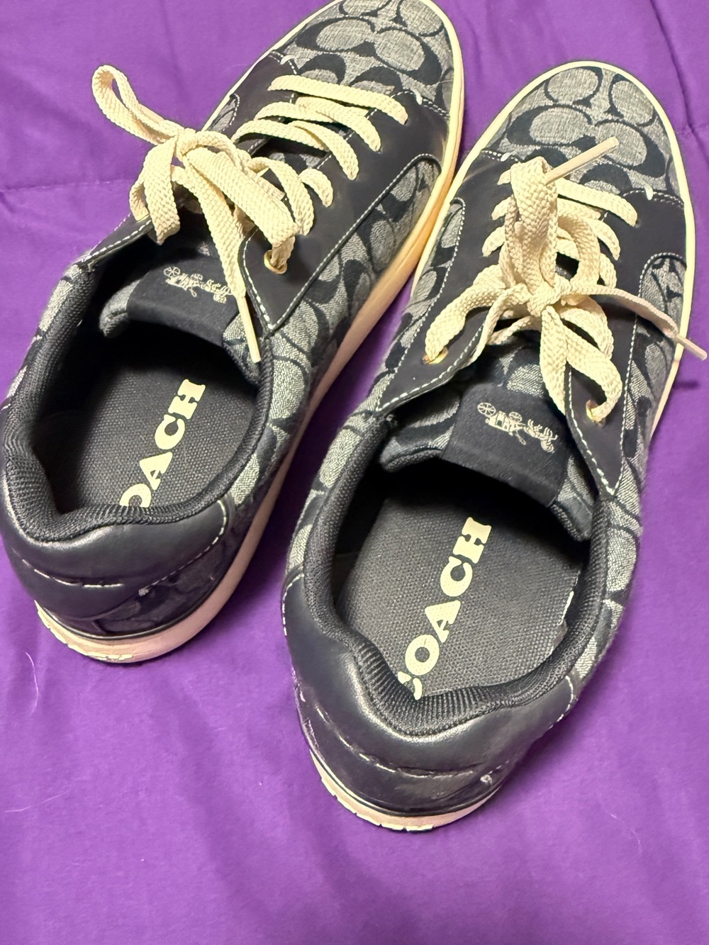 Coach Signature Low-Top Sneakers in denim and Cream
